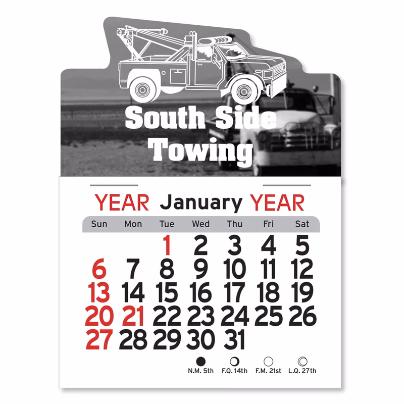 Adhesive Peel-N-Stick® Calendar - Tow Truck