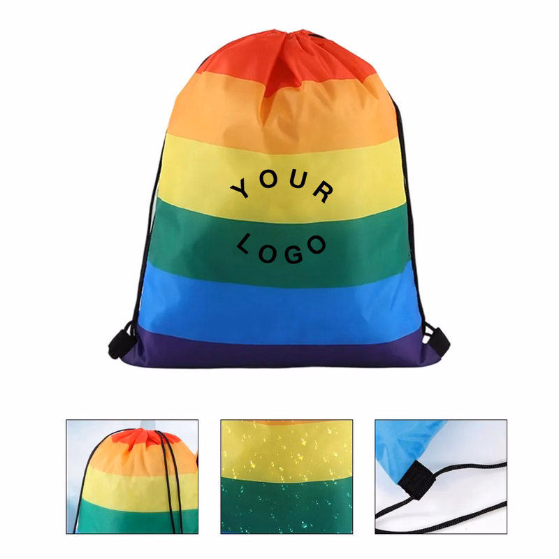 Rainbow Pride Backpack with Drawstring Strap Closure