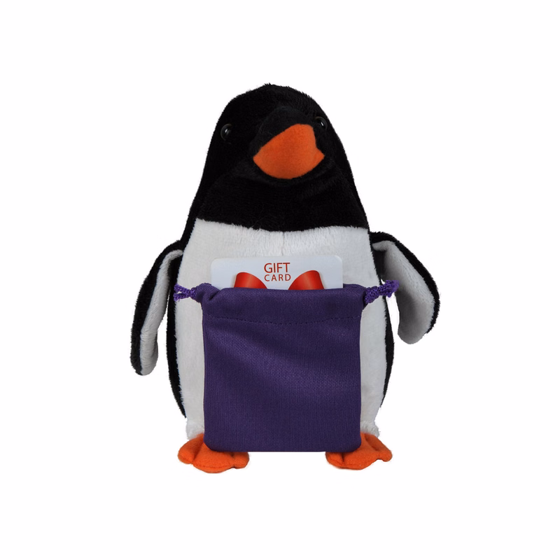 soft plush Penguin with gift card sack