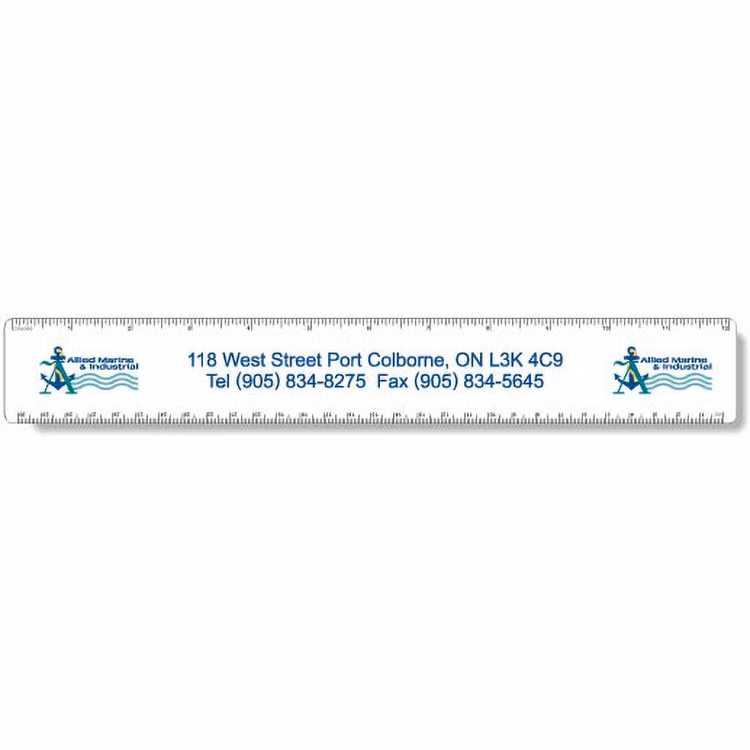 .020 White Plastic Ruler 1.75"x12.25" Rectangle / Round Corner, Spot Colour