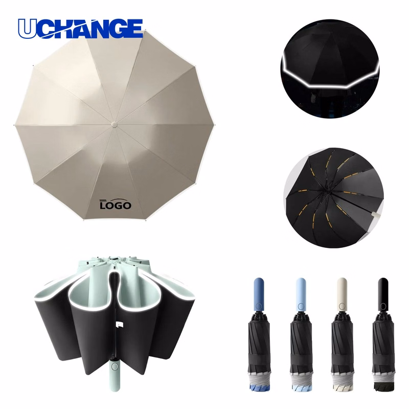 20 Rib Reverse Auto Reflective Umbrella for Safety