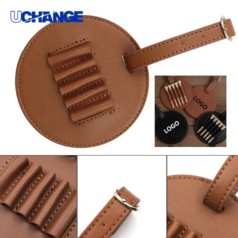 PU Leather Golf Tee Holder Compact Course Organizer 1