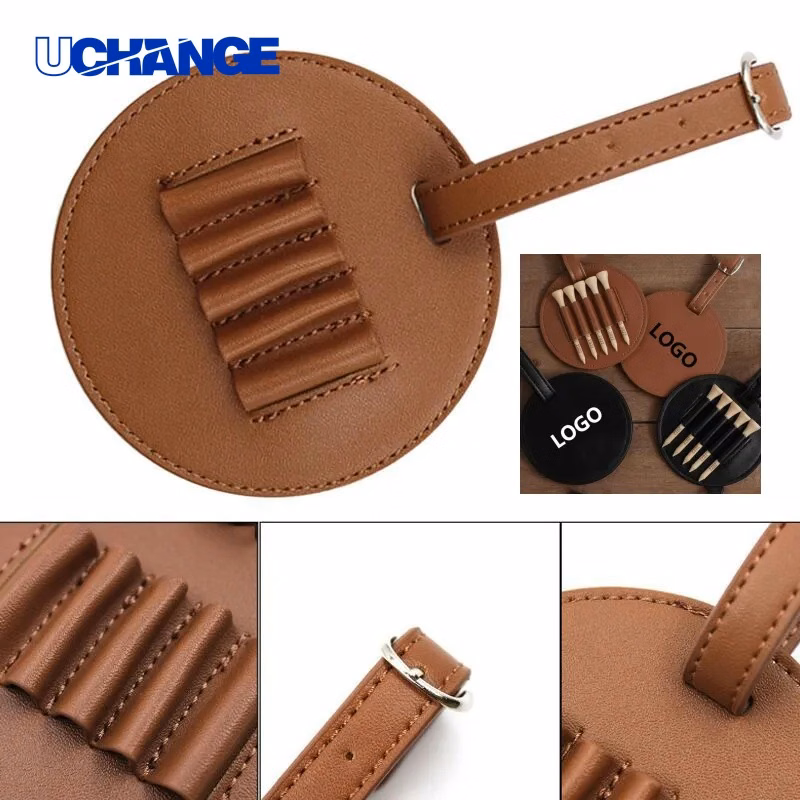 PU Leather Golf Tee Holder Compact Course Organizer