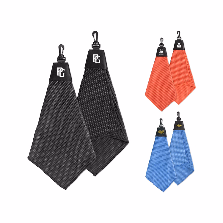 Tri-Fold Waffle Towel with Clip