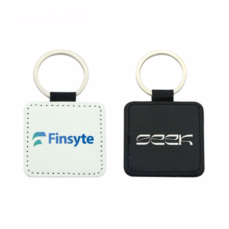 Square PU Leather Keychain