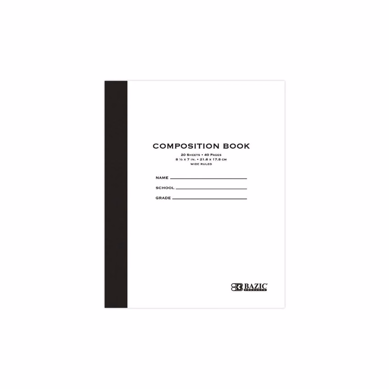 Composition Books - Wide Ruled 20 Sheets Paperback
