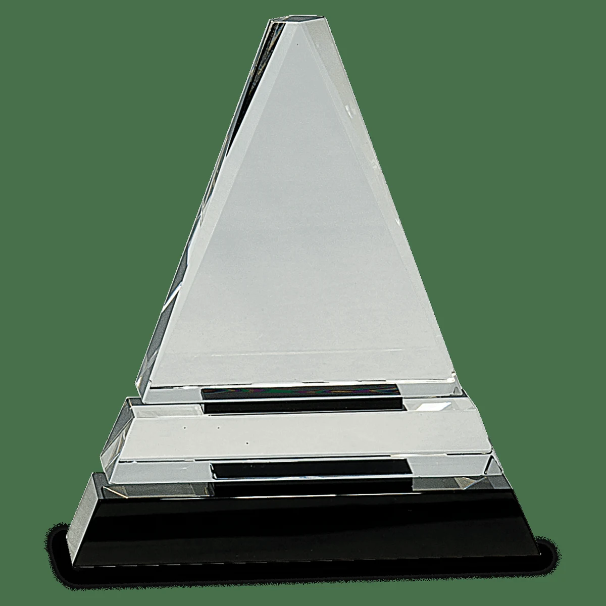 Clear Crystal Triangle On Black Crystal Pedestal Base 1