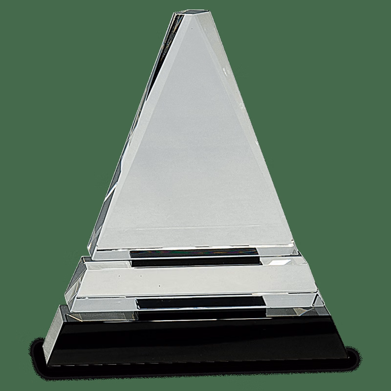 Clear Crystal Triangle On Black Crystal Pedestal Base