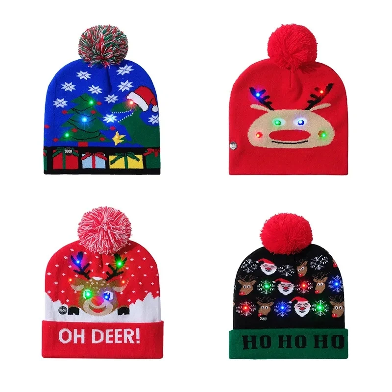 Custom Knitting Christmas Hat With LED 1