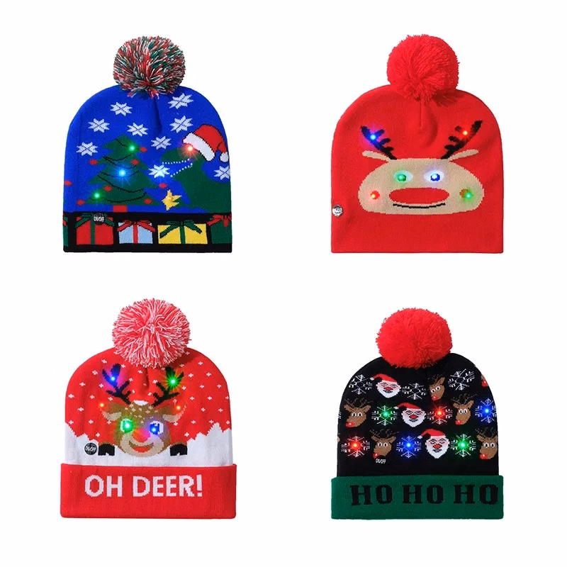 Custom Knitting Christmas Hat With LED