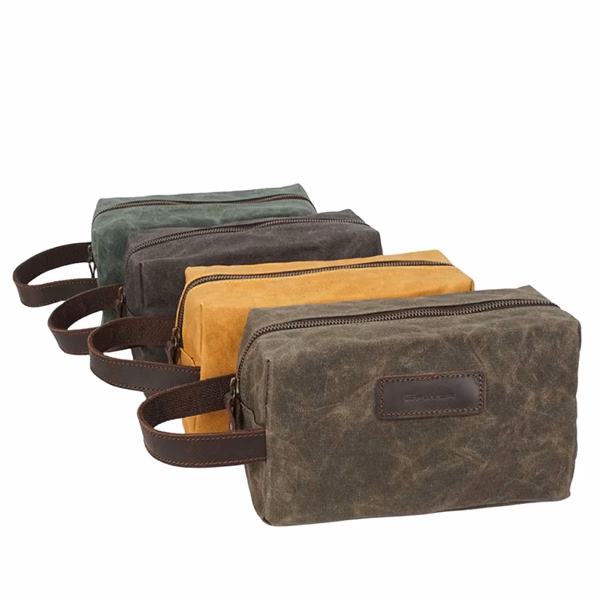 Waxed Canvas Plastic Lined Travel Kit
