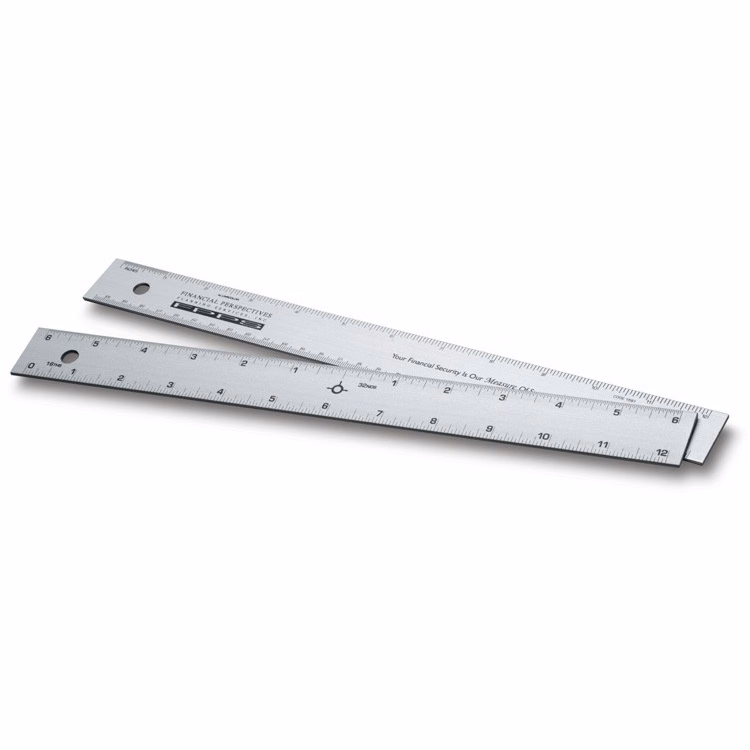 12" Straight Edge Aluminum Ruler with Center-Finding Back