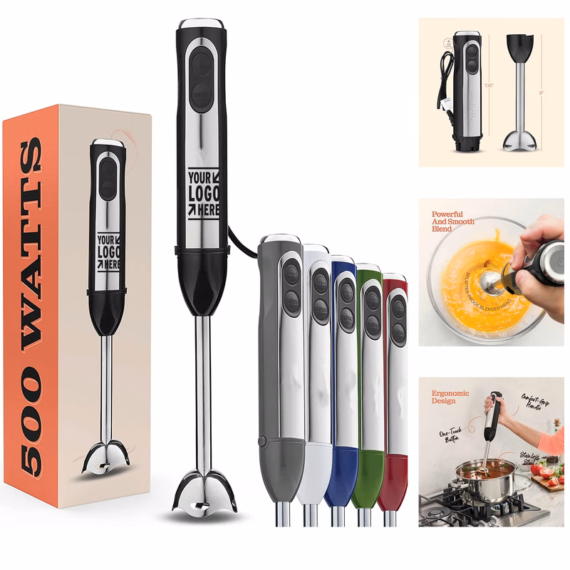 Electric Hand Blender 500 Watt with Turbo Mode, Detachable Base