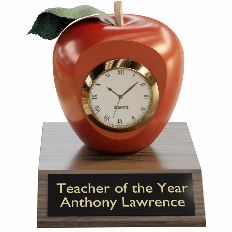 Apple Clock Trophy with Imprint