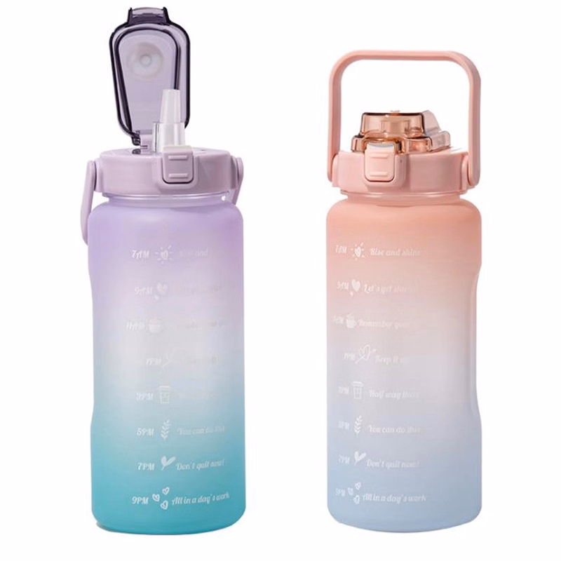 Water Bottle with Straw with Motivational Time Marker