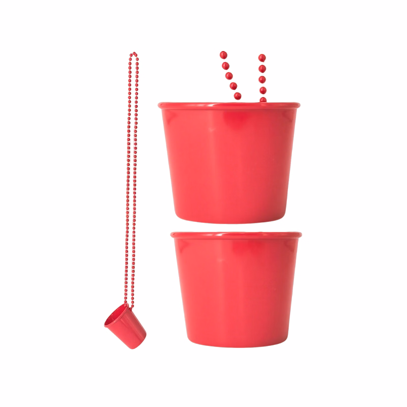 Plastic Shot Glass Necklace With Thirty Inch Chain 1.37" Width X 2.2" Height