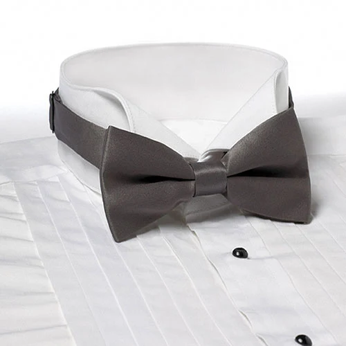 Dark Gray Solid Color Bow Tie - Adjustable Band 1