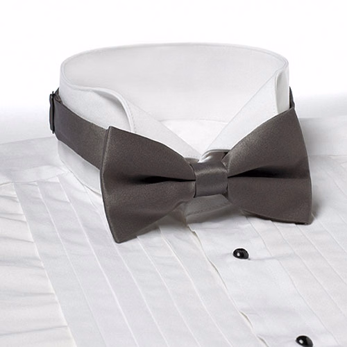 Dark Gray Solid Color Bow Tie - Adjustable Band