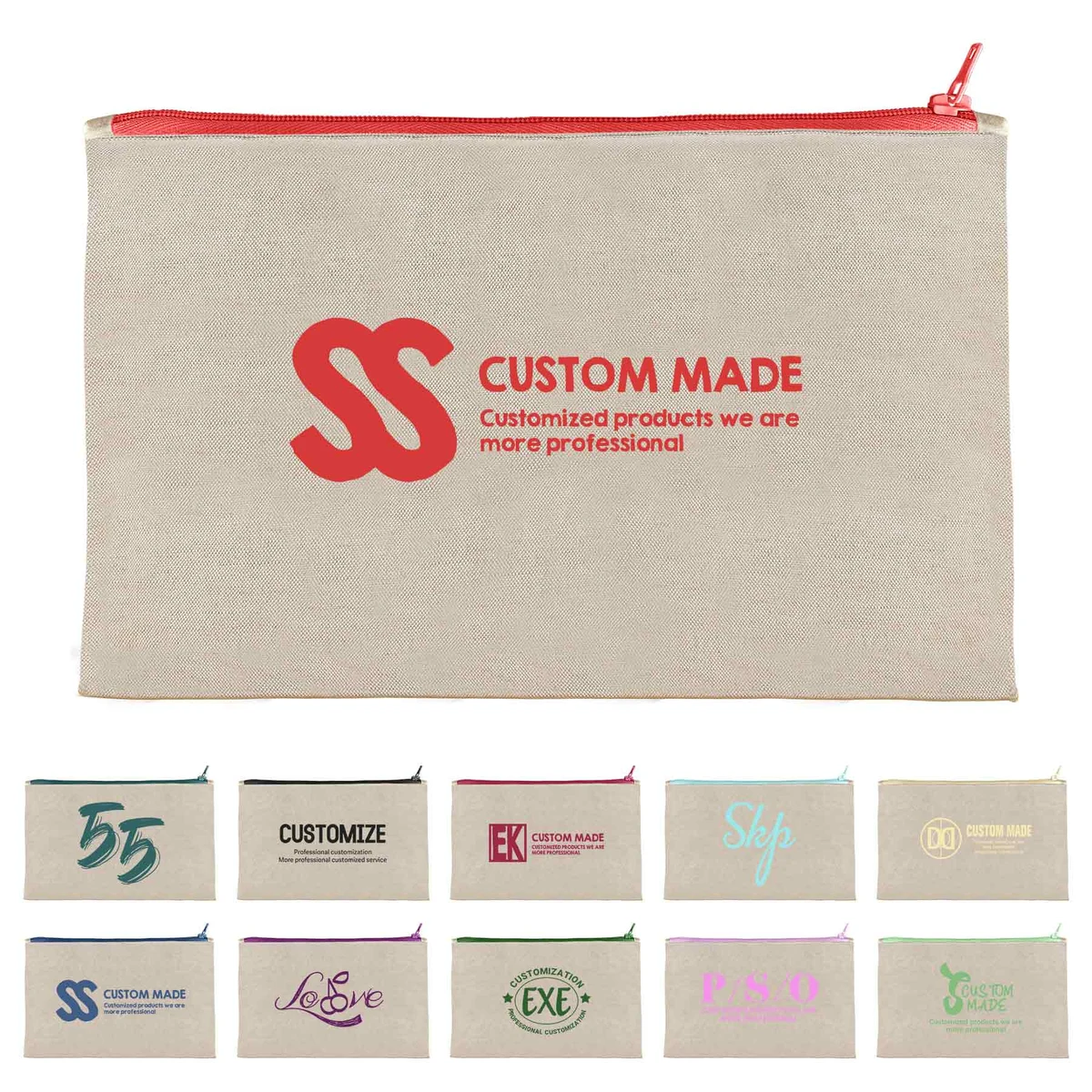 Canvas Zipper Pouch, custom tote bag with logo imprint 1