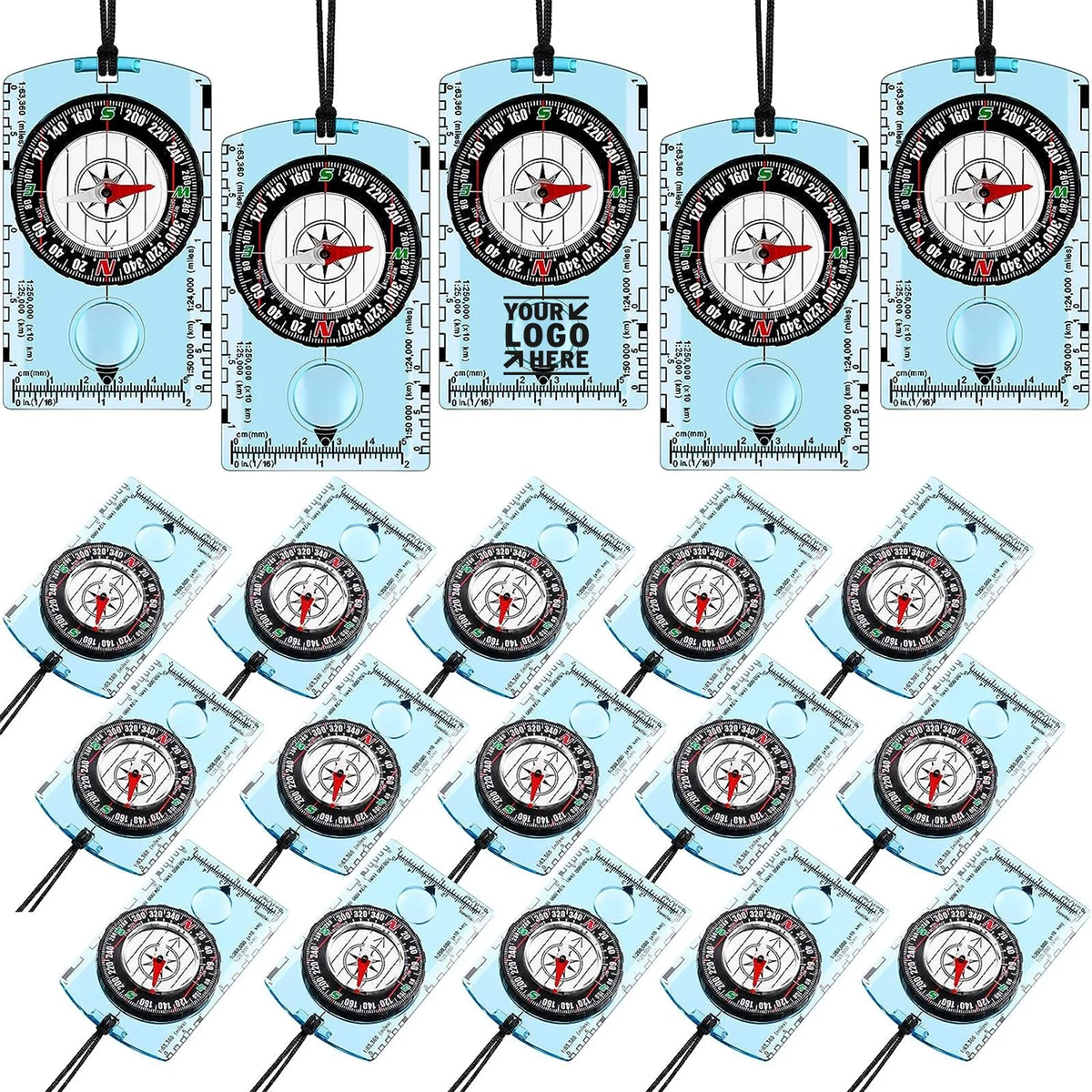20 Pcs Acrylic Orienteering Navigation Backpacking Boy Scout Hiking Map Reading Compass 1
