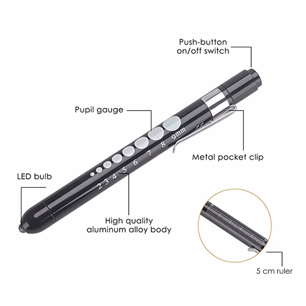 LED Medical Penlight with Pupil Gauge MOQ50
