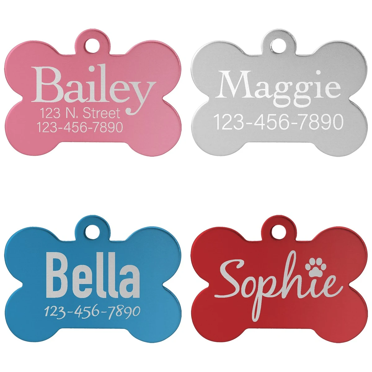 1 1/4" x 3/4" Anodized Aluminum Bone PET Tag 1