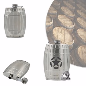 6oz Oak Barrel Shaped Stainless Steel Flask With Tightly Sealed Cap