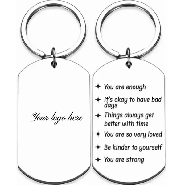 Custom Stainless Steel Motivational Keychain — Inspirational Key Ring Promo 1