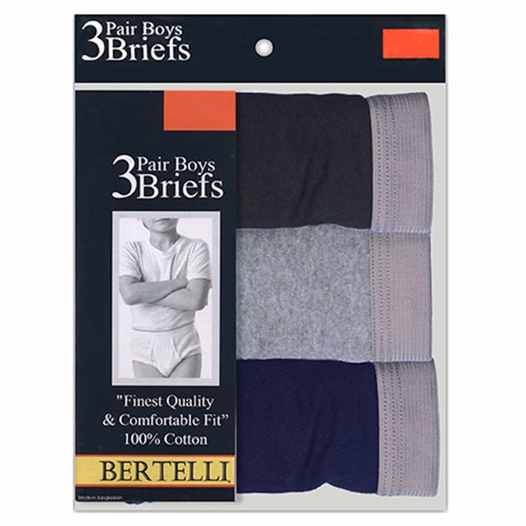 Boys' Cotton Briefs - Assorted Colors Size Medium