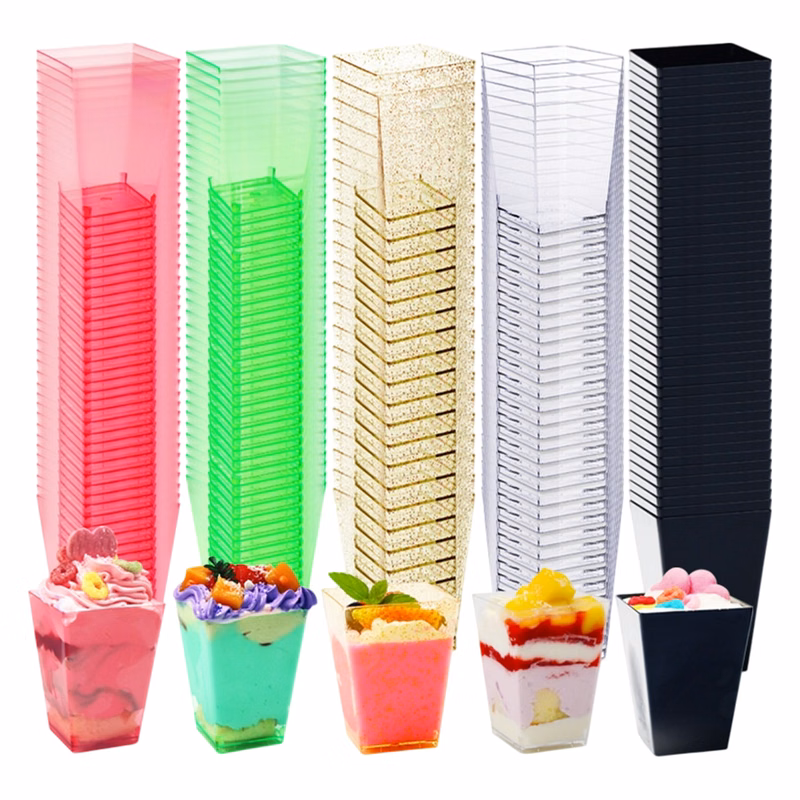 5 Oz Disposable Square Mini Dessert Tasting Cups
