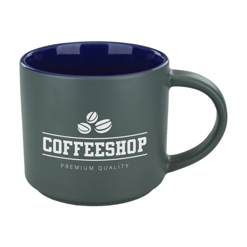 16 oz. Dark Blue In Satin Gray Out Norwich Mug 1