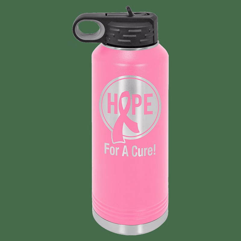 40 oz. Pink Powder Coated Laser Engraved Polar Camel Water Bottles