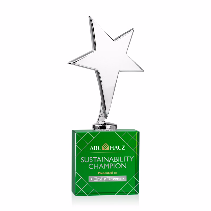 Tuscany Chrome Star VividPrint™ Award on Woodlawn Base-Green