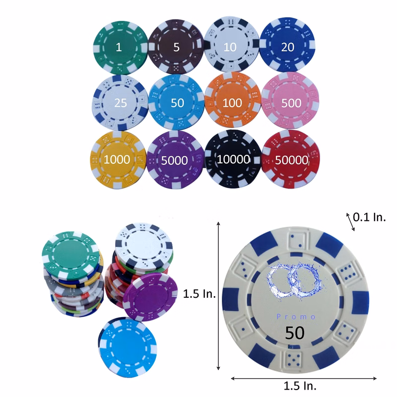 Casino Clay Poker Chip 1.5"L x 1.5"W MOQ 100