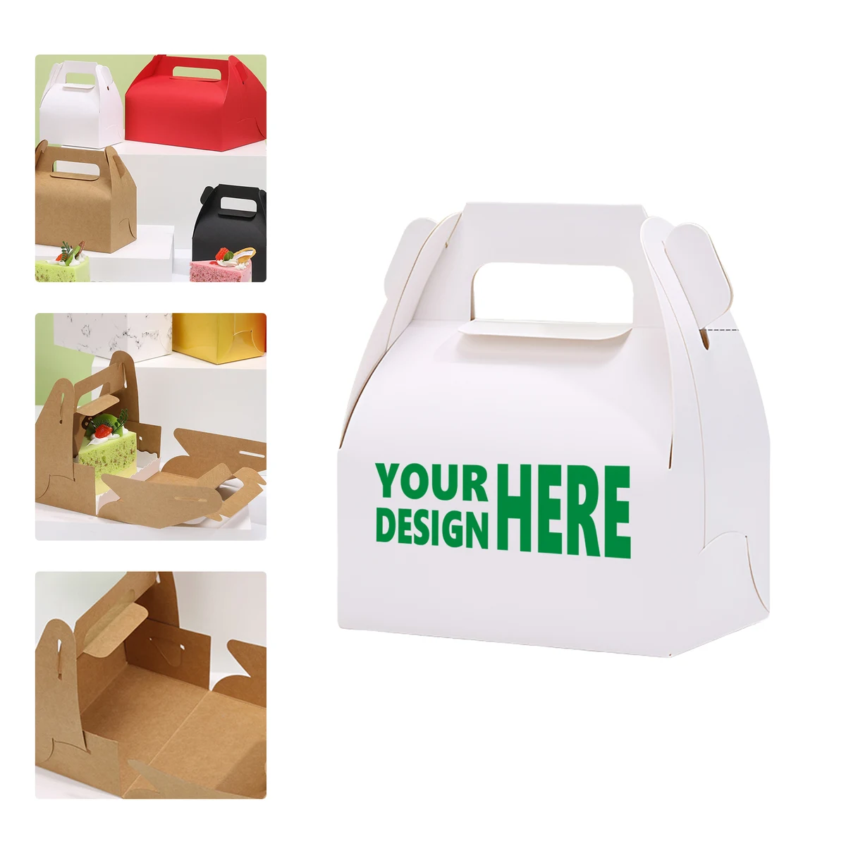 MOQ 50 Portable Kraft Paper Bakery Boxes for Pastry and Sweets 1