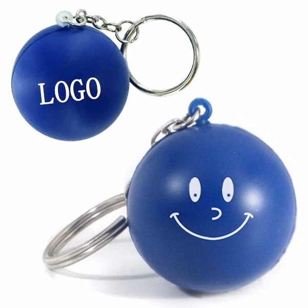 Smile PU Stress Ball Keychain