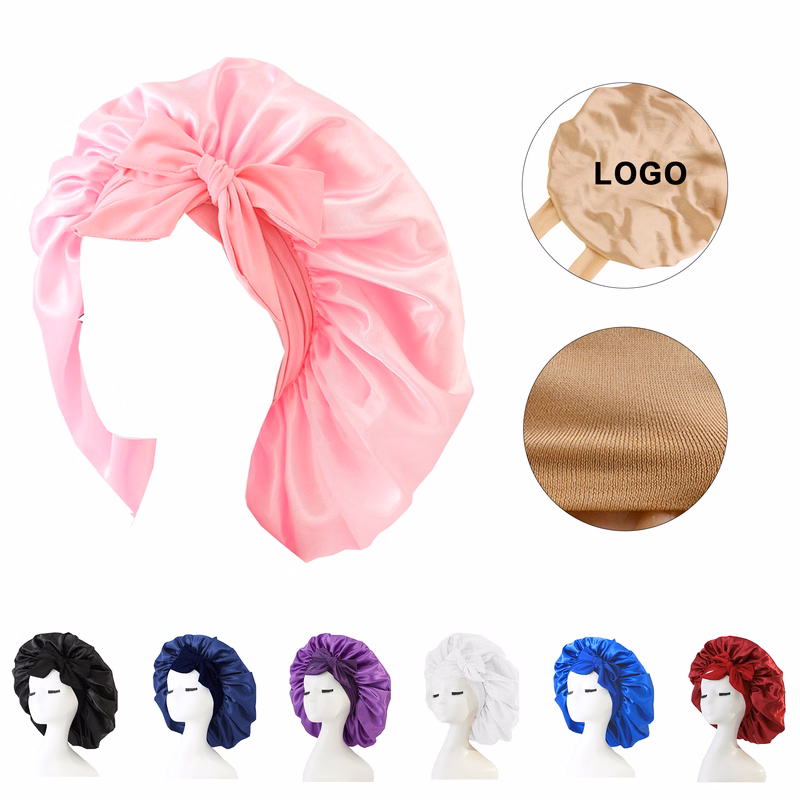 Elastic Ribbon Satin Bonnet Sleep Cap