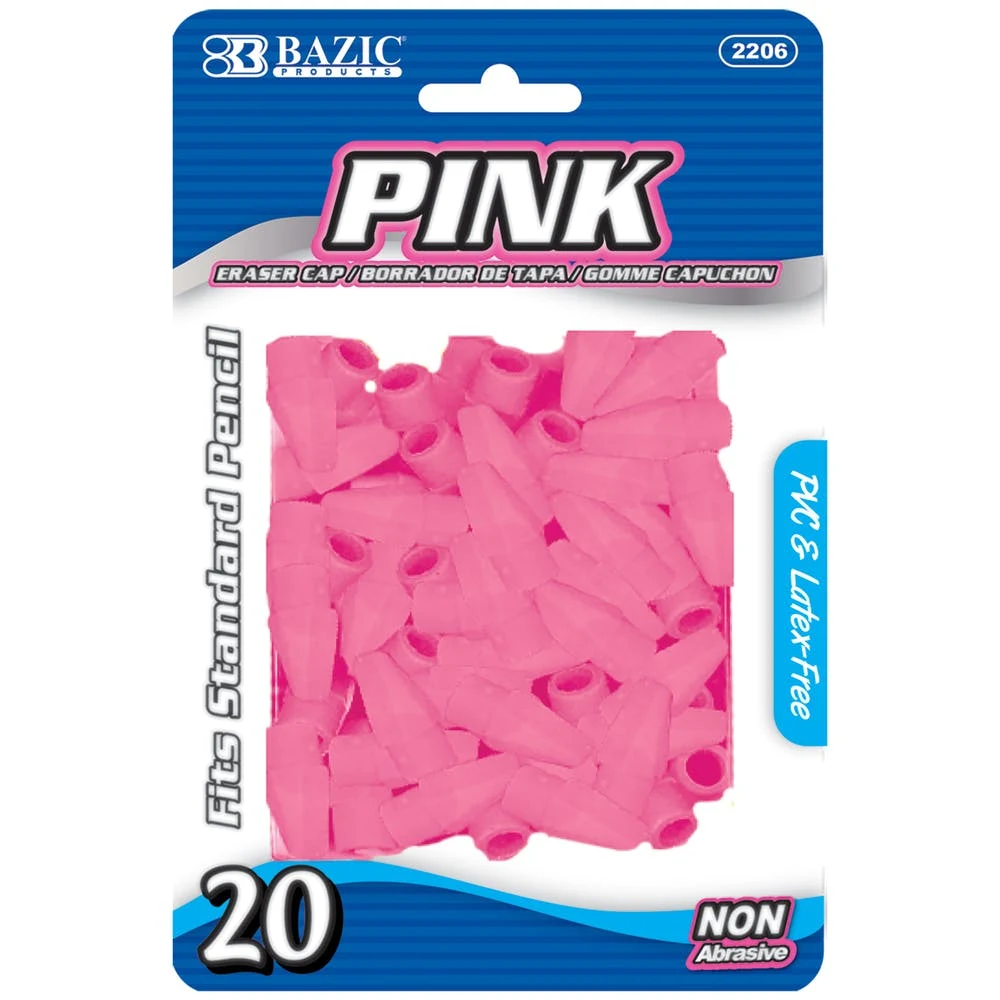 Pencil Cap Erasers - 20 Count Pink 1