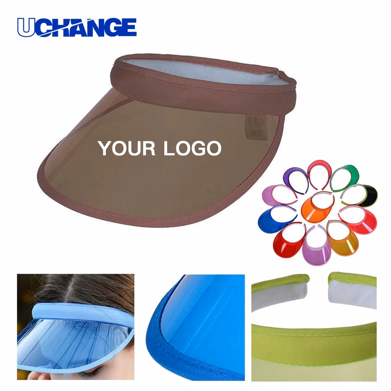 Open Back PVC Sun Visor Hat for Summer Use