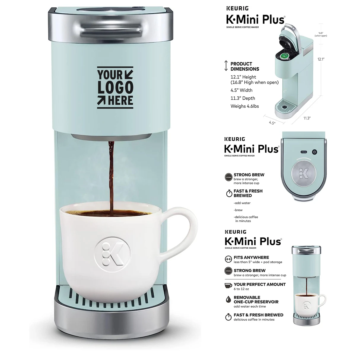 Misty Green K-Mini Plus Single Serve K-Cup Pod Coffee Maker 1