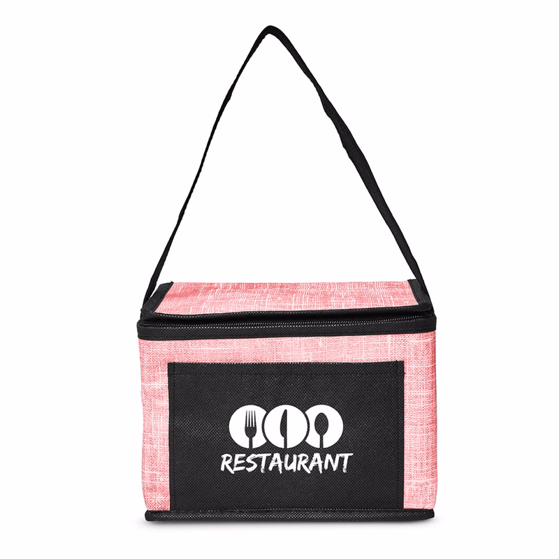 Denim Pattern Non-Woven 6-Pack Lunch Cooler Bag