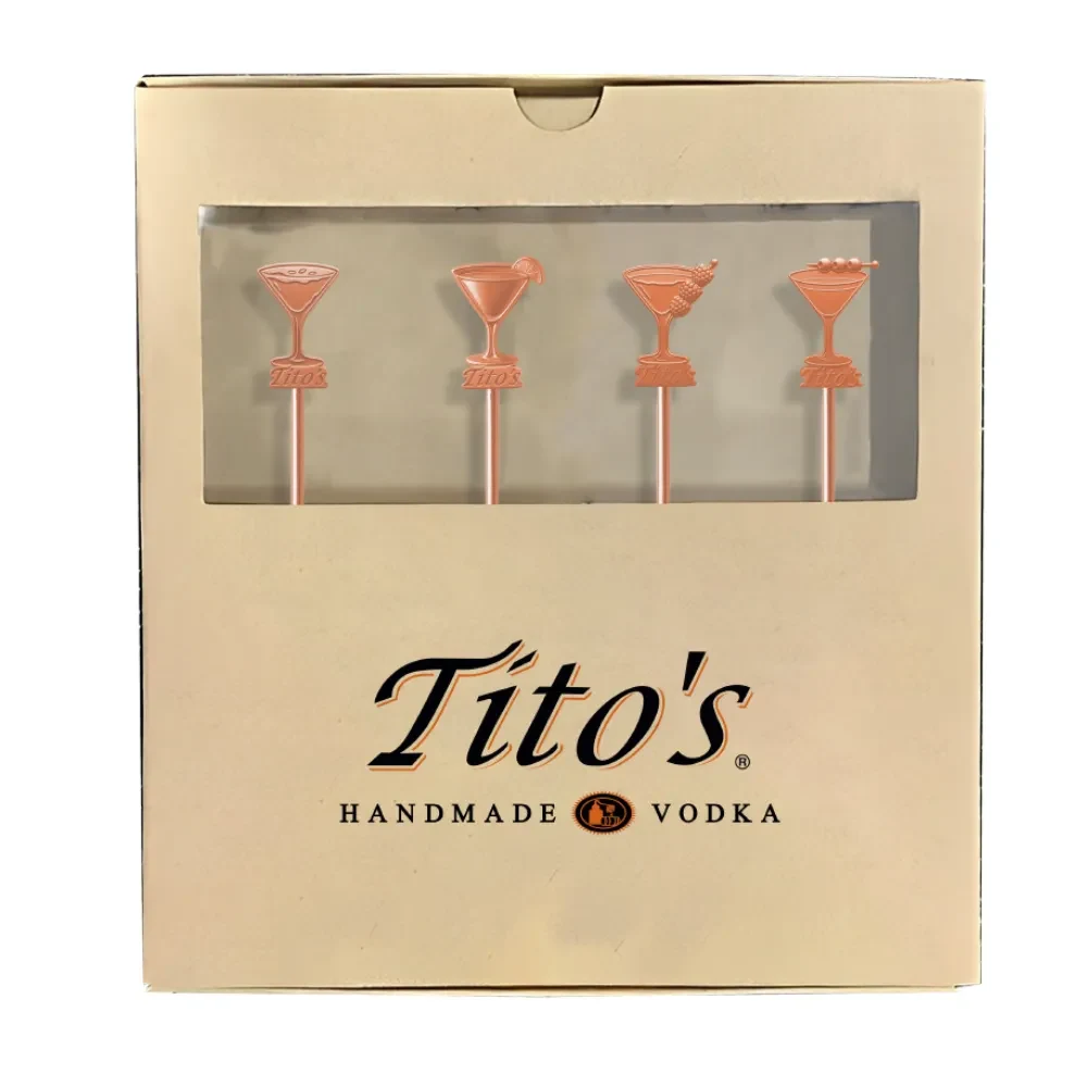 4-Pack Custom Molded Cocktail Swizzle Sticks with Box 1