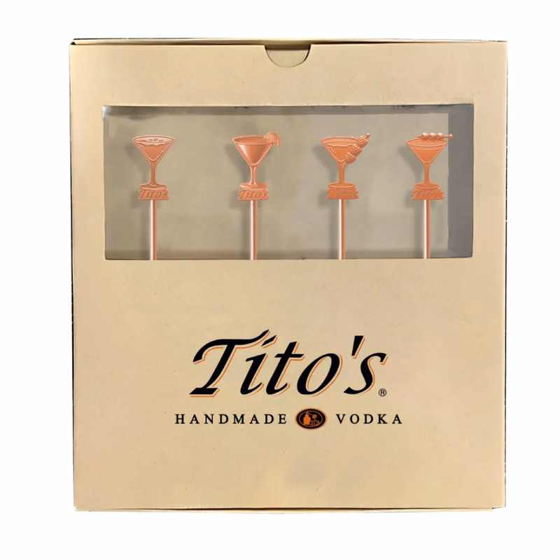 4-Pack Custom Molded Cocktail Swizzle Sticks with Box