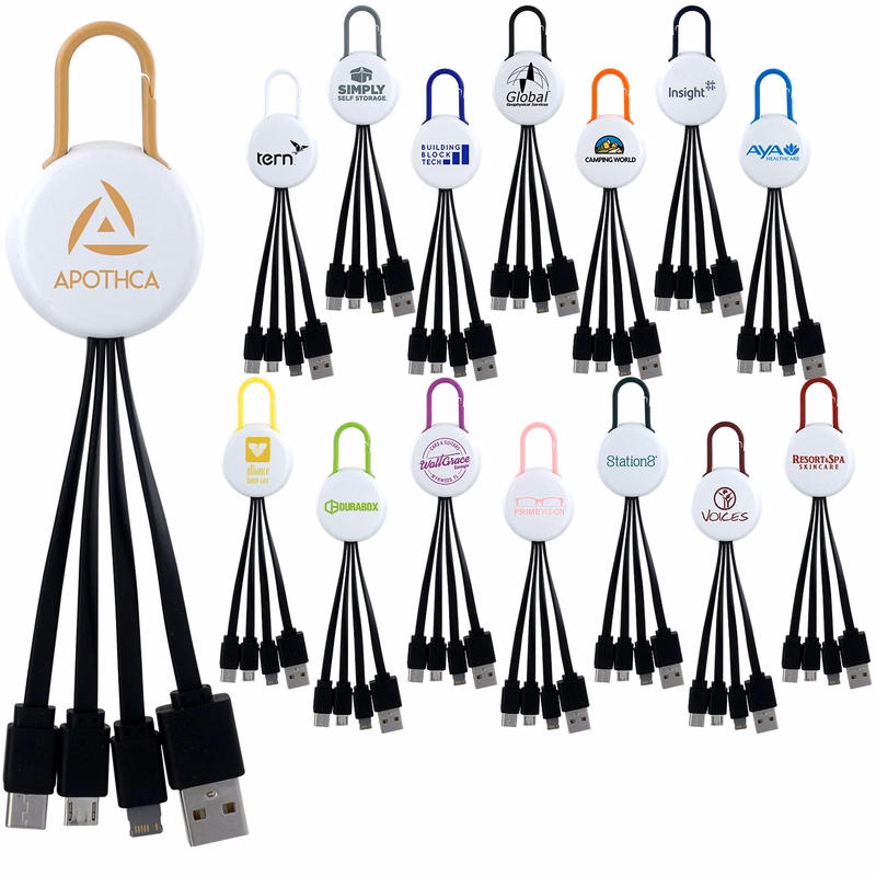WHITE COLORFUL CLIP 3 IN 1 CHARGING CABLE