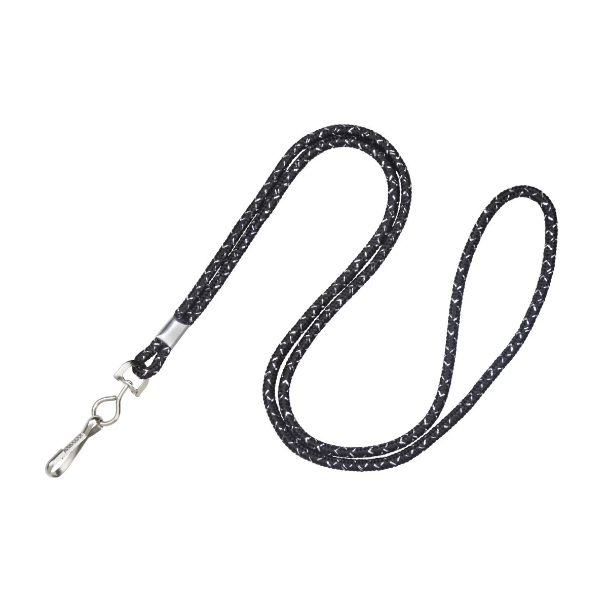 1/8" Metallic Cord Lanyard (Black) With Swivel Hook Attachment 1