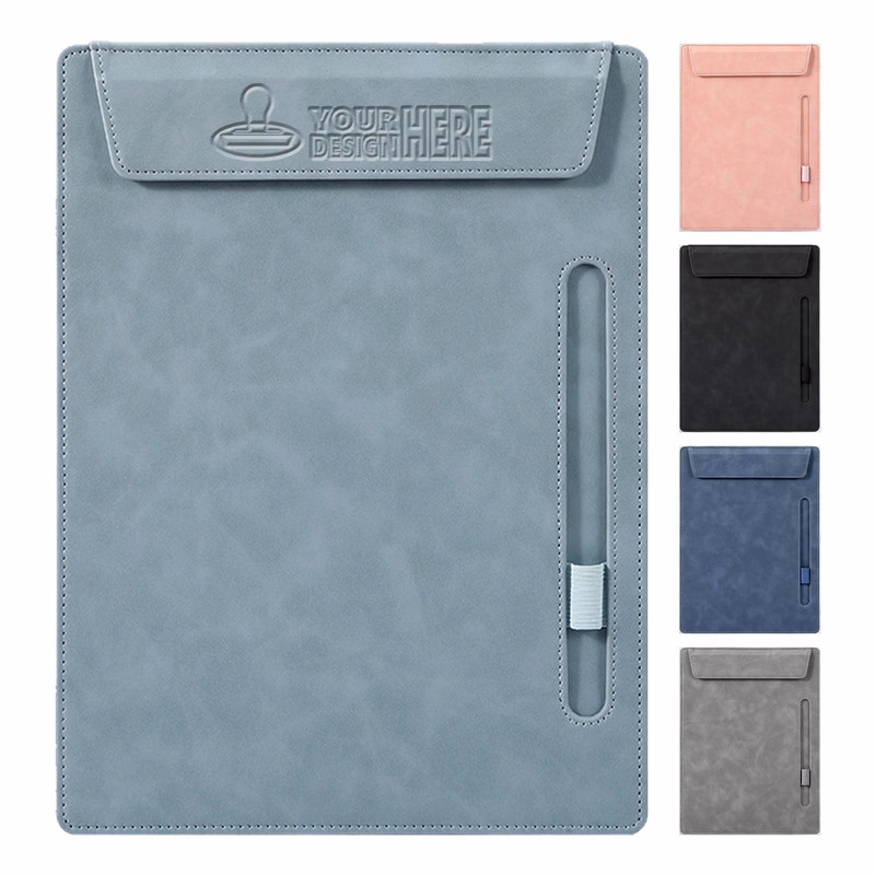 PU Leather Magnetic Clipboard With Pen Holder Loop