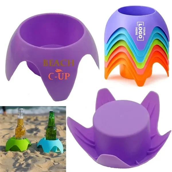 Beach Drink Holder Cup Organizer Sand Coasters for Commutes, Fitness and Travel 1