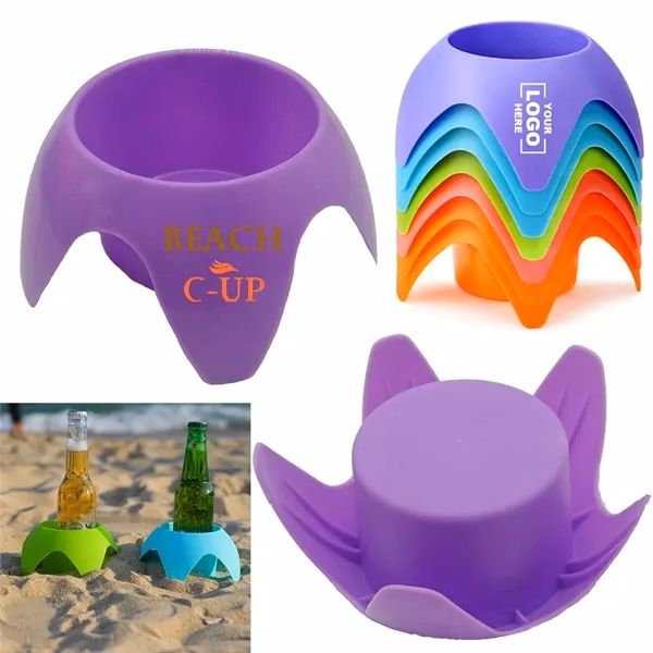 Beach Drink Holder Cup Organizer Sand Coasters for Commutes, Fitness and Travel