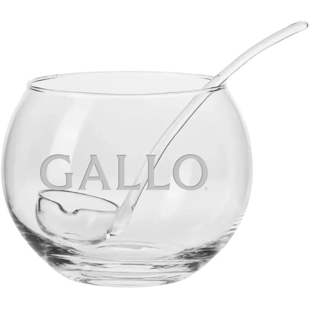 1Gal Round Glass Punch Bowl with Ladle 1