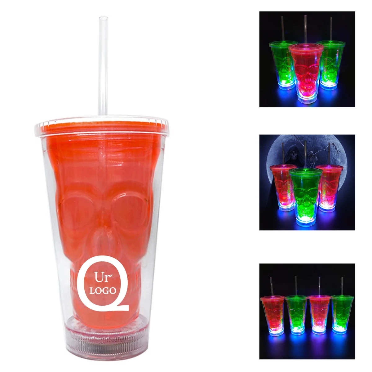 15.2Oz Led Skull Straw Cup 1